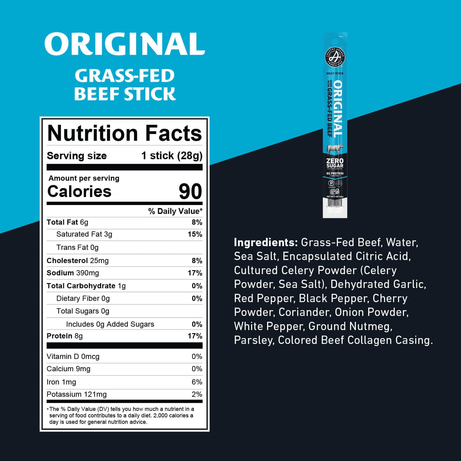 Country Archer Original Grass-Fed Beef Meat Stick nutrition facts