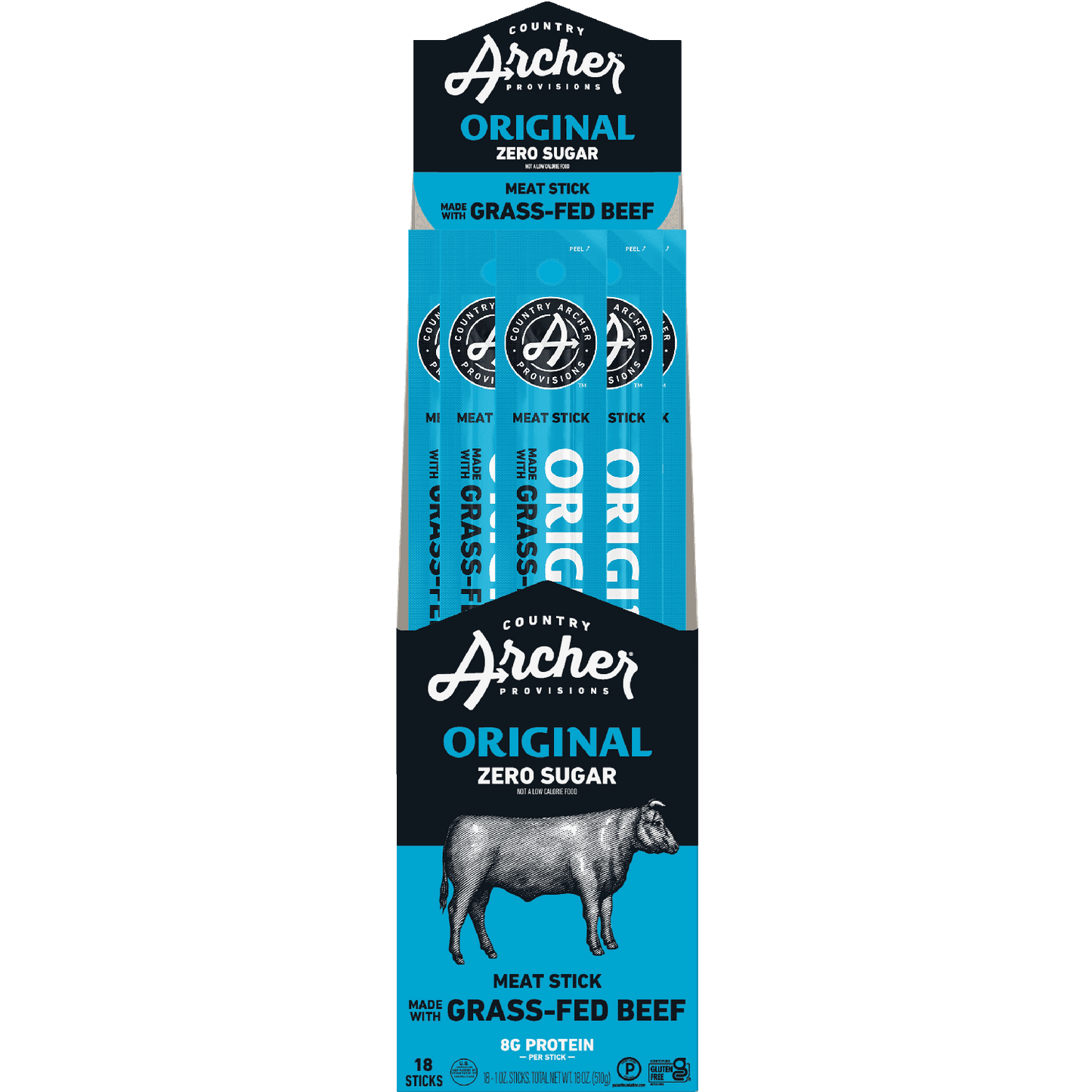 Country Archer Original Grass-Fed Beef Meat Stick front of multi pack