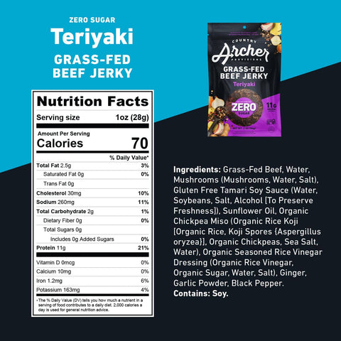 Zero Sugar Teriyaki Beef Jerky nutritional info